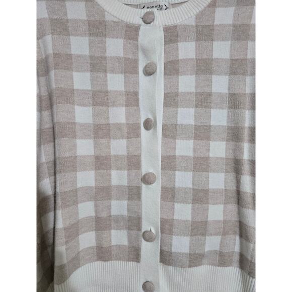 Nanette Lepore medium women's beige/cream button front cardigan - Picture 2 of 8